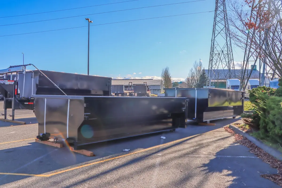 Roll-off dumpster ready for waste disposal at job site for Yard Waste Dumpster Rental in Plantation